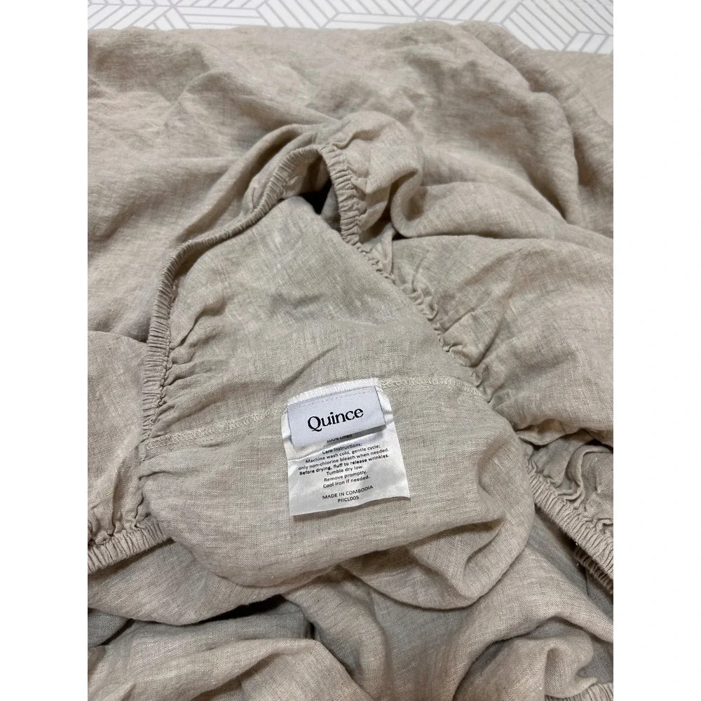 Quince 100% Linen TWIN Duvet Cover & Fitted Sheet Natural Flax Color